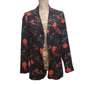 Cynthia Rowley Vintage Blazer, Floral, Black / Red Size XS